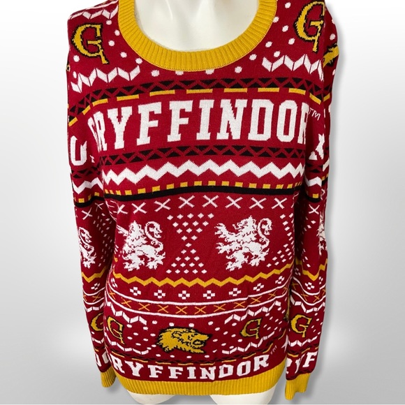 Harry Potter Gryffindor Christmas theme sweater L - Picture 2 of 7